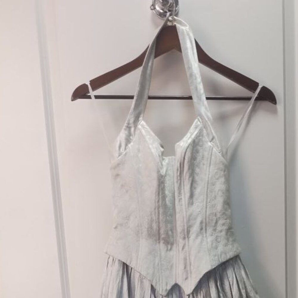 80s Jessica McClintock Dress / Vintage silver Gunne Sax Dress